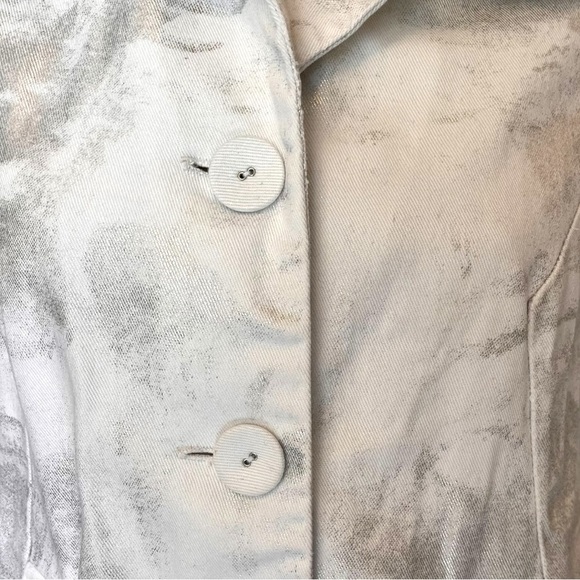 Kenar White Denim Swing Jacket with Silver Metallic Paint Brush Finish - Picture 7 of 16